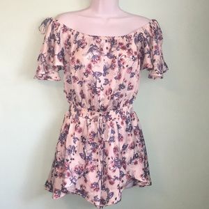 Fashion Nova Satin Floral Romper Size Medium